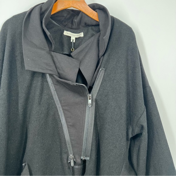 Twenty8Twelve Black Wool Blend Asymmetric Oversized Jacket - Picture 2 of 6